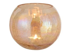Portavelas de vidrio naranja 20x20x16.5 cm