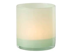 Portavelas de vidrio verde menta de 12x12x12 cm