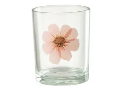 Portavelas flor rosa de vidrio multicolor 10x10x12.5 cm
