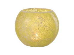 Portavelas mosaicos redondo cristal amarillo Alt. 17 cm