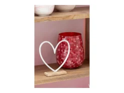 Portavelas triangular de vidrio rosa 12.5x12.5x16 cm