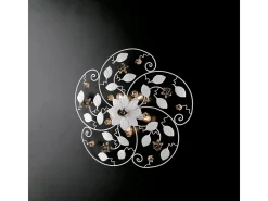 Preciosa lámpara de techo de hierro lacado blanco shabby 5 luces H.22 Ø65 BL196-PL5-BCO