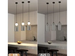Primera lámpara colgante vintage para mesa de comedor gris ahumado G9 ovalada de altura ajustable para sala de estar
