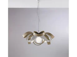 Primula - Lámpara colgante de hierro lacado blanco y gris tórtola con cable de acero orientable 4 luces 138 - Ø66 - BL145-4-BT
