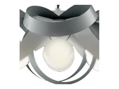 Primula - Lámpara colgante de hierro lacado blanco y gris con cable de acero orientable 4 luces 138 - Ø66 - BL145-4-BG