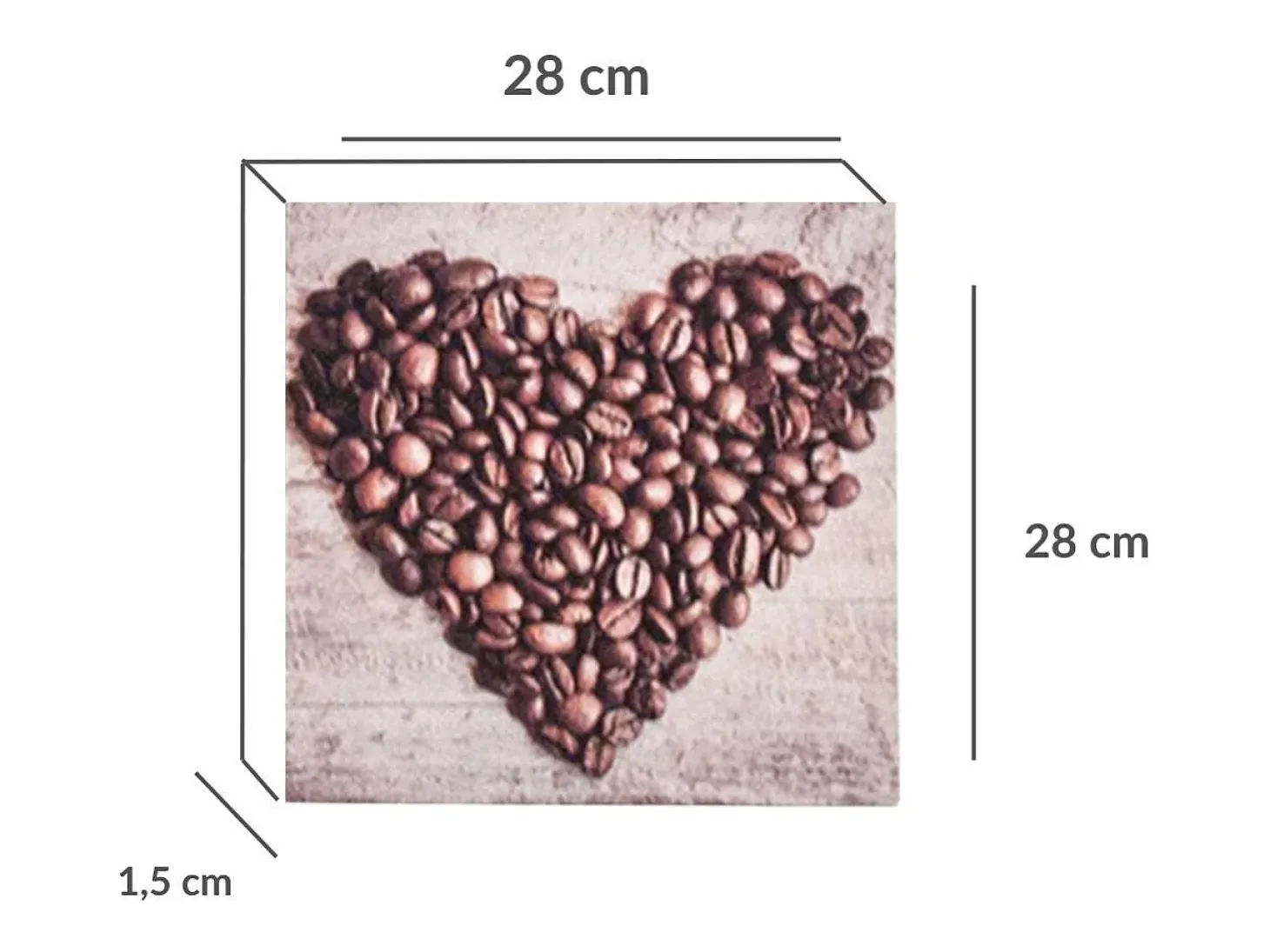 Print decorativo café corazón 28x28x1,5 cm