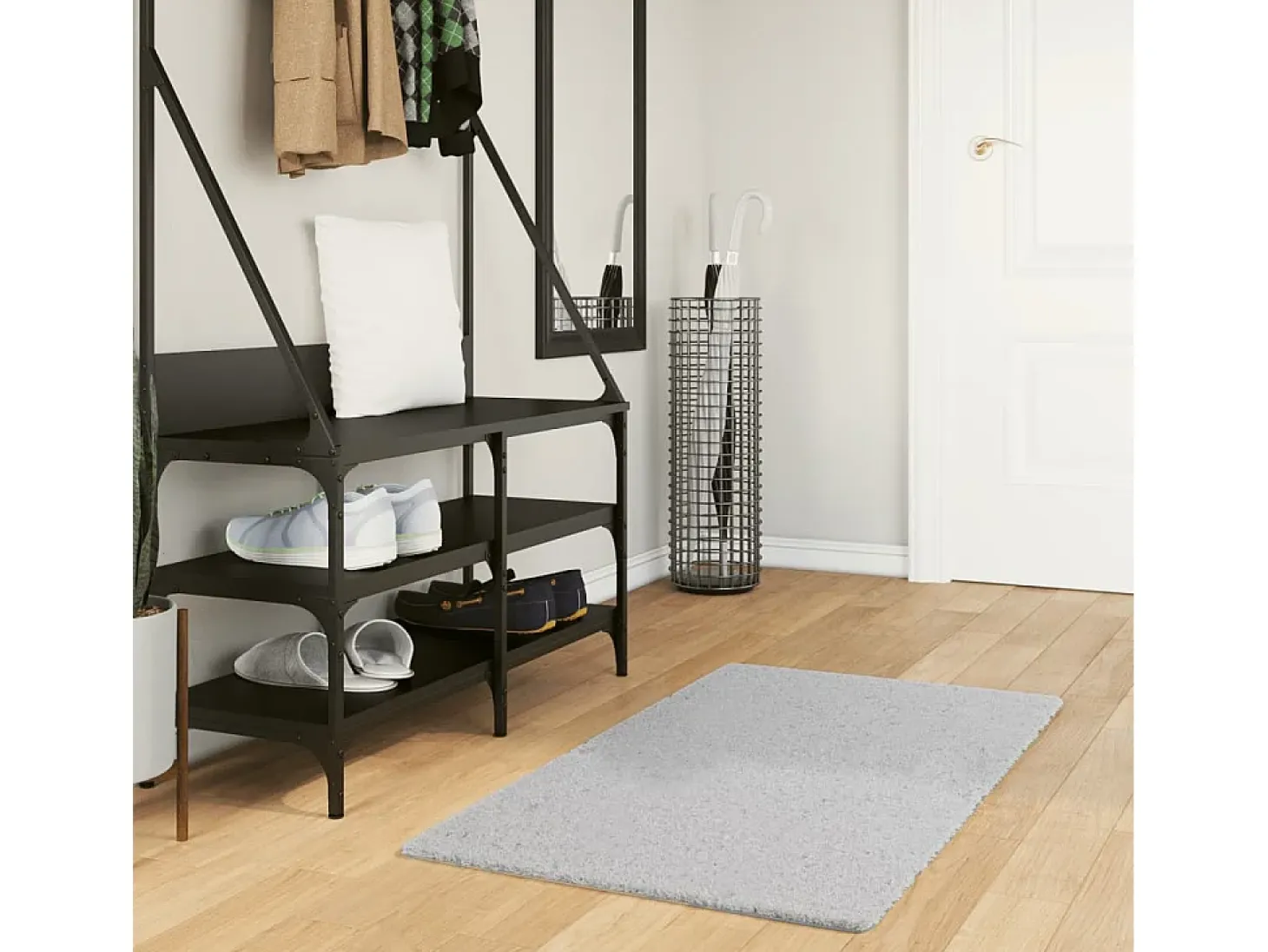 Prolenta Premium - Alfombra de pelo corto suave lavable HUARTE gris 60x110 cm