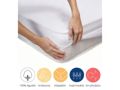 Protector impermeable de 150x190-200 cm de algodón rizo de alto gramaje en blanco Vent