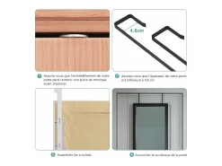 Puerta de la pared colgante de espejo 110x33cm, longitud del espejo completo en vidrio templado con 2 ganchos de suspensión para puerta, altura ajustable - negro