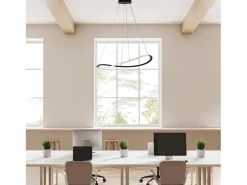 Raky - Lámpara colgante negra LED CCT, aluminio lacado, mando a distancia y cables ajustables Ø70