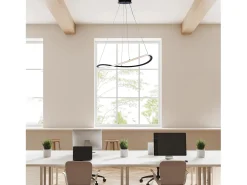 Raky - Lámpara colgante negra LED CCT, aluminio lacado, mando a distancia y cables ajustables Ø70