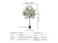Árbol Artificial SucceBuy 181 cm, Planta Artificial PE, para Casa Oficina Centros Comerciales Interior Exterior