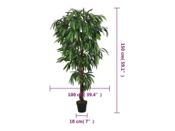 Árbol de mango artificial 600 hojas 150 cm verde