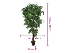 Árbol de mango artificial 900 hojas 180 cm verde