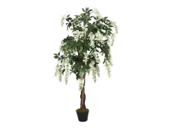 Árbol de wisteria artificial 840 hojas verde y blanco 150 cm ES365429