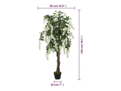 Árbol de wisteria artificial 840 hojas verde y blanco 150 cm ES365429