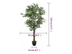 Árbol ficus artificial 630 hojas verde 120 cm ES906509