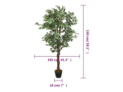 Árbol ficus artificial con 756 hojas verde 150 cm ES959827