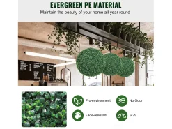 Árbol Topiario Artificial SucceBuy Bola de Vegetación Topiaria Artificial de 50 cm, Plantas Artificiales para Decoración de Interiores y Exteriores