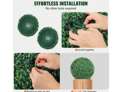 Árbol Topiario Artificial SucceBuy Bola de Vegetación Topiaria Artificial de 50 cm, Plantas Artificiales para Decoración de Interiores y Exteriores
