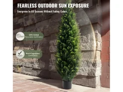 Árboles Artificiales, SucceBuy - Paquete de 2 Topiarios Artificiales de Cedro de 150 CM, Resistentes a Los Rayos UV para Decoración de Interiores y Exteriores