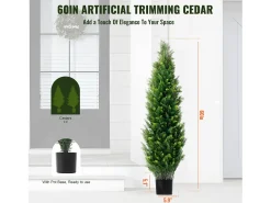 Árboles Artificiales, SucceBuy - Paquete de 2 Topiarios Artificiales de Cedro de 150 CM, Resistentes a Los Rayos UV para Decoración de Interiores y Exteriores