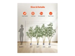 Árboles Artificiales SucceBuy Árbol Artificial de 180 cm, Planta Decorativa de PE con Maceta Negra, Tronco y Follaje Realistas, Ideal para Oficina, Salón
