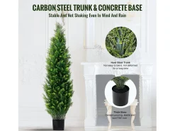 Árboles Artificiales, SucceBuy - Paquete de 2 Topiarios Artificiales de Cedro de 120 CM, Resistentes a Los Rayos UV para Decoración de Interiores y Exteriores