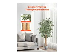 Árboles Artificiales SucceBuy Árbol Artificial de 150 cm, Planta Decorativa de PE con Maceta Negra, Tronco y Follaje Realistas, Ficus Artificial para Oficina