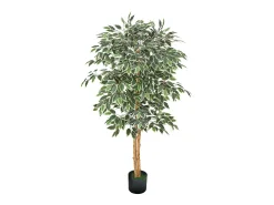 Árboles Artificiales SucceBuy Árbol Artificial de 150 cm, Planta Decorativa de PE con Maceta Negra, Tronco y Follaje Realistas, Ficus Artificial para Oficina