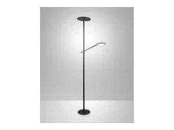 Regina - Lámpara de pie LED negra de metal H.180 cm Fabas Luce - 2 luces de 36W y 12W con LED integrado 3000K