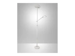 Regina - Lámpara de pie LED blanca de metal H.180 cm Fabas Luce - 2 luces de 36W y 12W con LED integrado 3000K
