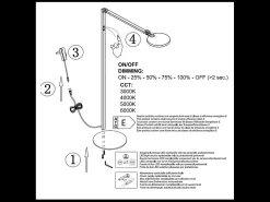 Regina - Lámpara de pie LED blanca orientable de metal H.135 cm Fabas Luce - Luz LED integrada de 9 W CCT (3000K 4000K 5000K 6000K)