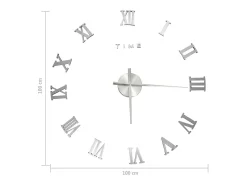 Reloj 3D de pared con diseño moderno plateado 100 cm XXL ES763204