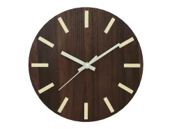 Reloj de pared con escalas y agujas luminosas marrón Ø30 cm ES778478