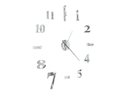 Reloj de pared 3D de diseño moderno 100 cm XXL plateado ES311372