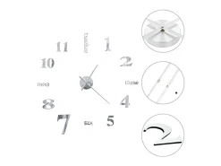 Reloj de pared 3D de diseño moderno 100 cm XXL plateado ES311372