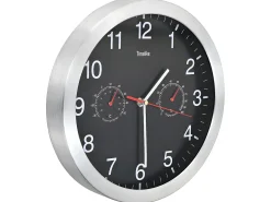 Reloj de pared de cuarzo higrómetro y termómetro 30 cm negro ES935509