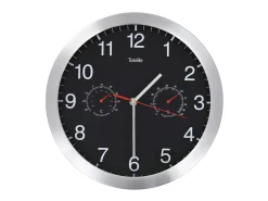 Reloj de pared de cuarzo higrómetro y termómetro 30 cm negro ES935509