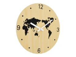 Reloj de pared de madera de ingeniería amarillo y negro Ø30 cm ES521293