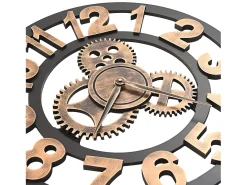 Reloj de pared de metal dorado y negro 58 cm ES302916