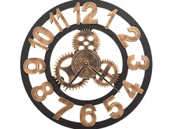 Reloj de pared de metal dorado y negro 58 cm ES302916