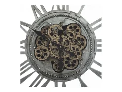 Reloj de Pared de Metal Gris con Mecanismo Aparente 80 x 80 cm