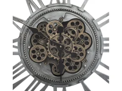 Reloj de Pared de Metal Gris con Mecanismo Aparente 80 x 80 cm