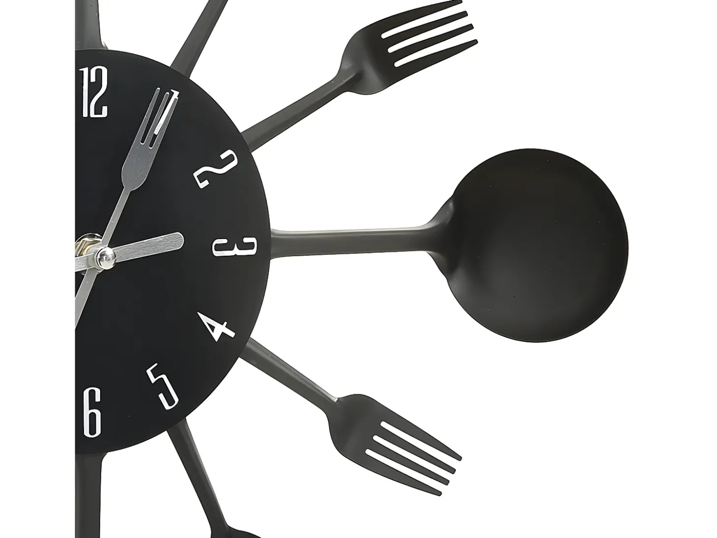 Reloj de pared diseño cuchara y tenedor negro 40 cm aluminio ES528387