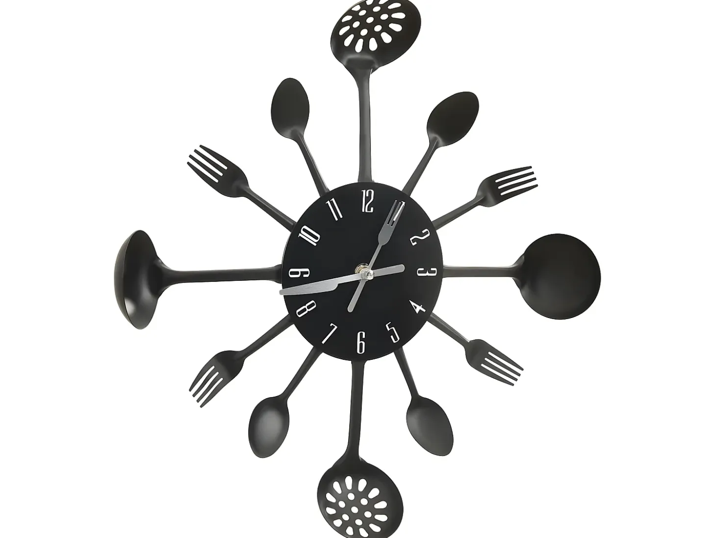 Reloj de pared diseño cuchara y tenedor negro 40 cm aluminio ES528387