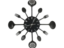 Reloj de pared diseño cuchara y tenedor negro 40 cm aluminio ES528387