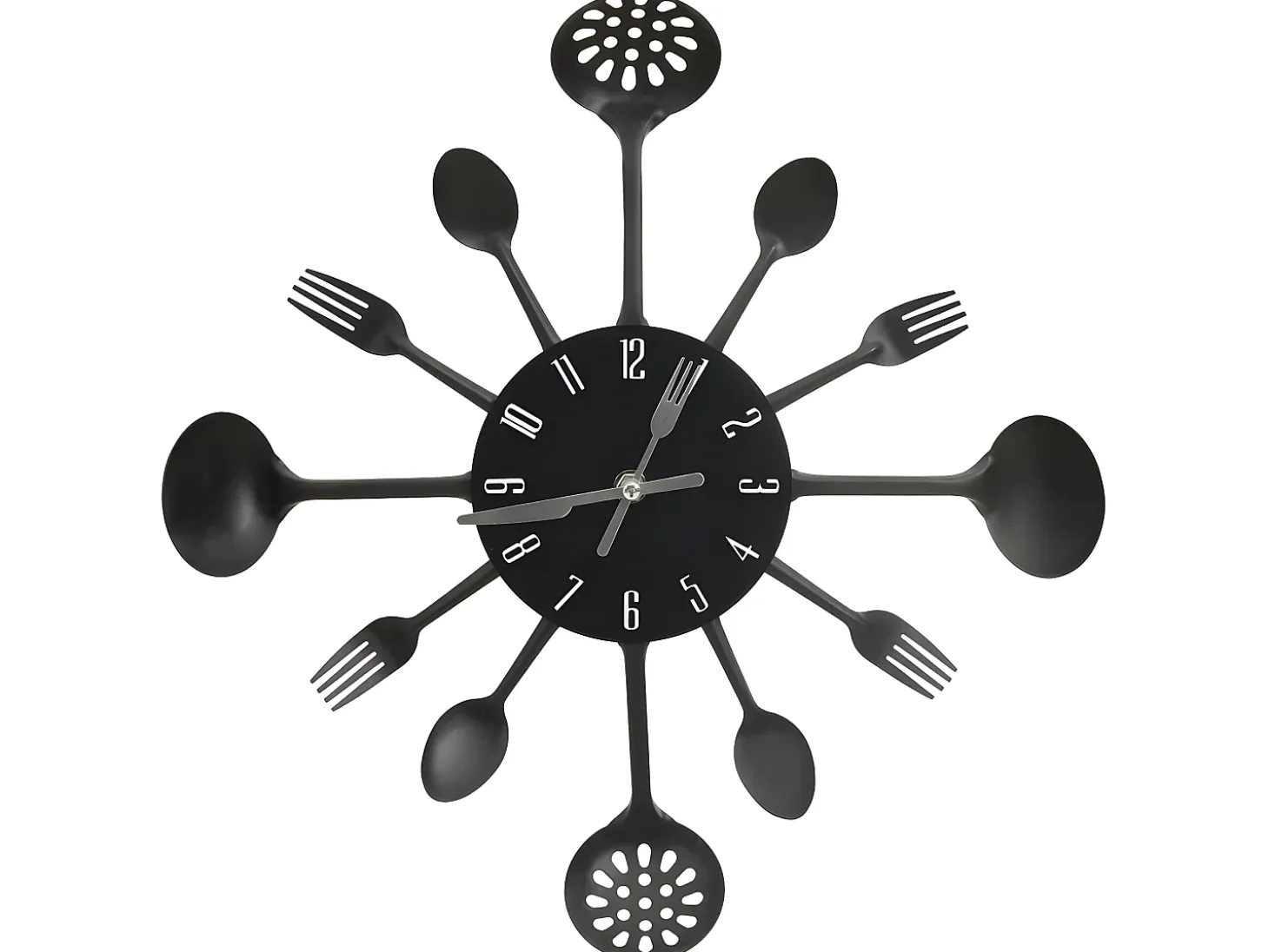 Reloj de pared diseño cuchara y tenedor negro 40 cm aluminio ES528387