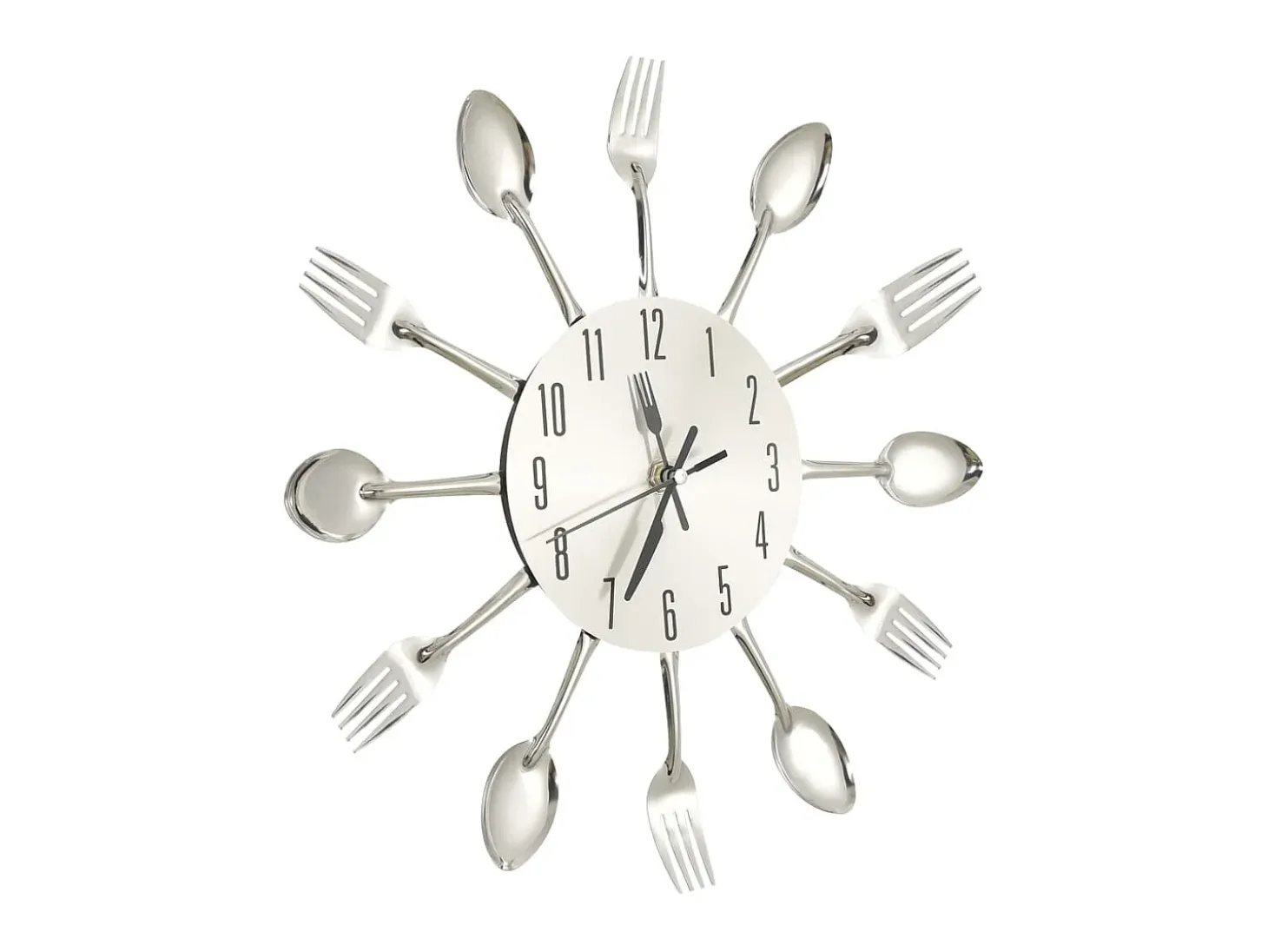 Reloj de pared diseño cuchara y tenedor plateado 31 cm aluminio ES906791