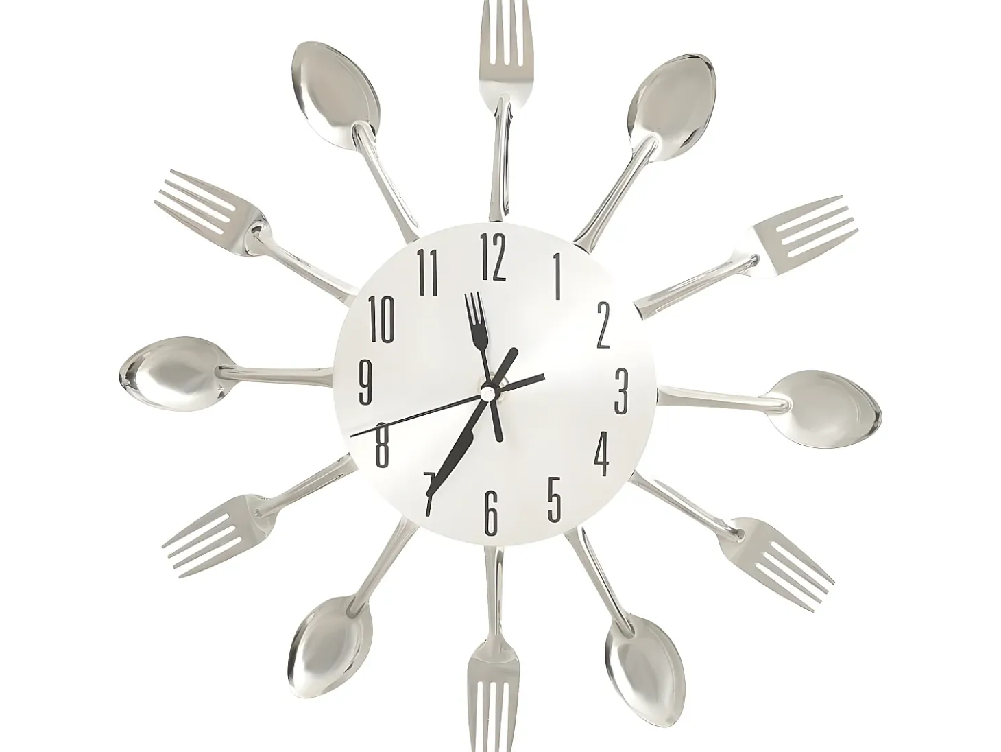 Reloj de pared diseño cuchara y tenedor plateado 31 cm aluminio ES906791
